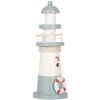 Clayre & Eef 6H2404 Dekoratívny maják bielo modrý Ø 8 x 22 cm MDF drevo