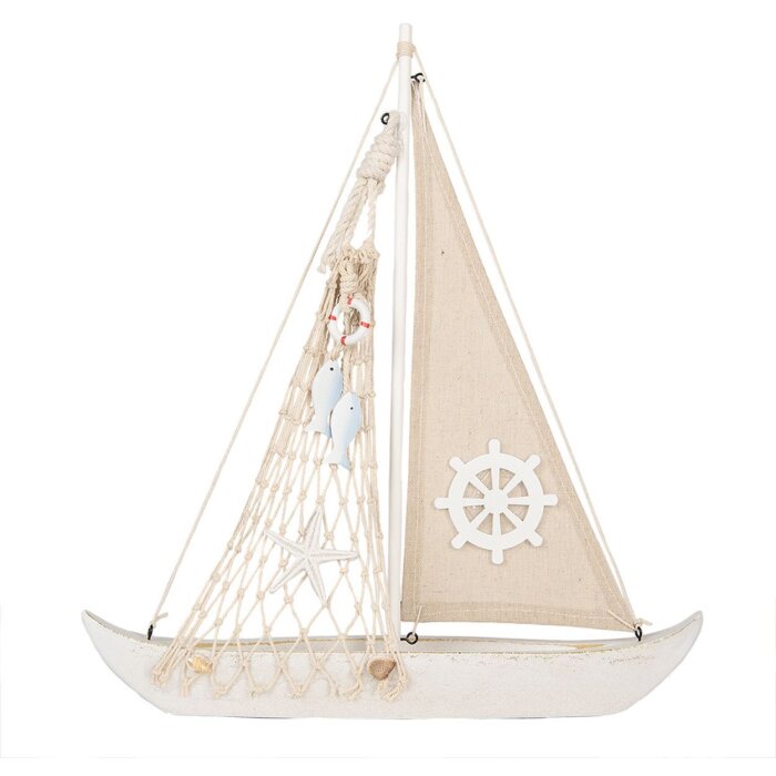 Clayre & Eef Dekoratívna námorná drevená dekorácia béžová 34x7x38 cm