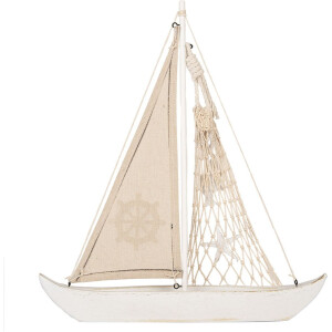 Clayre & Eef Dekoratívna námorná drevená dekorácia béžová 34x7x38 cm
