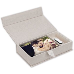 ZEP USB Fotobox Lodi Beige Leinen 23x12,5x5 cm ohne...