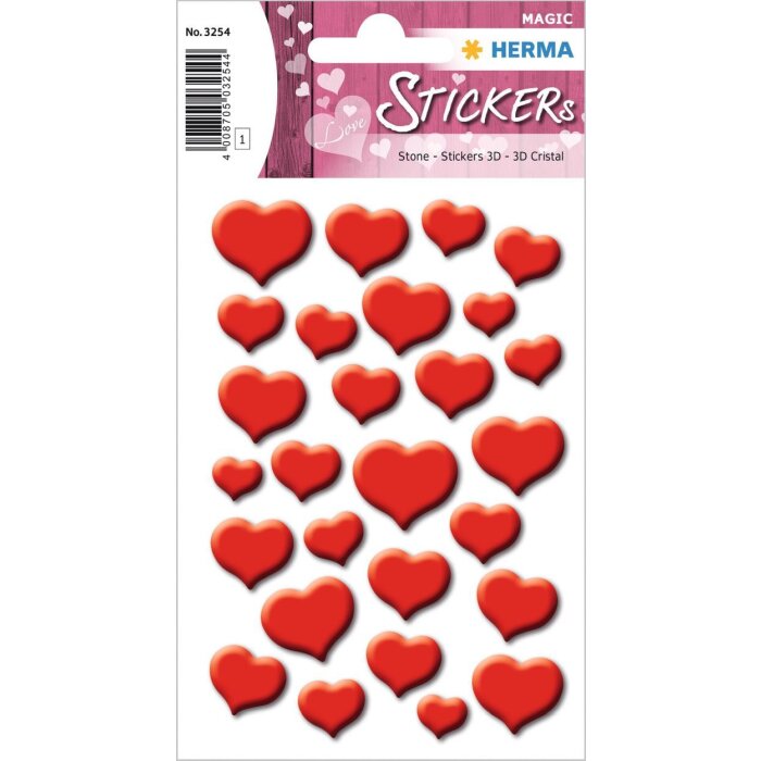 Štítky na šperky HERMA MAGIC červené srdcia, kameň 1 list