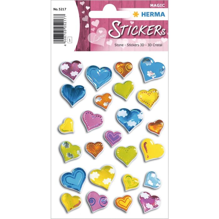HERMA nálepky dekoratívne štítky MAGIC srdcia farebné Stone 1 list