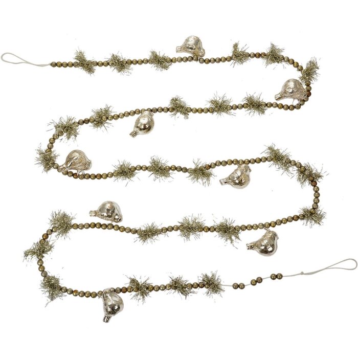 Clayre & Eef 65989 Vianočná girlanda strieborná 180 cm železná vo vidieckom štýle