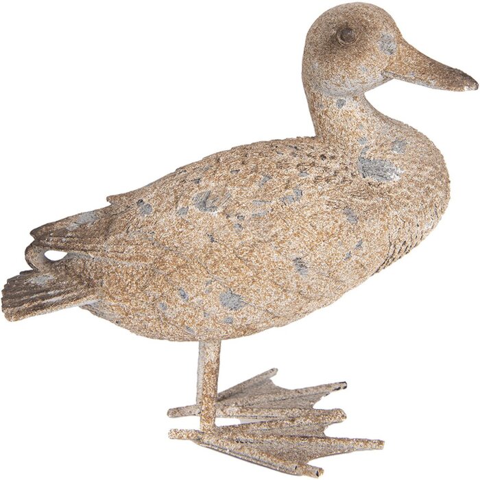 Clayre & Eef Dekoratívna kačica sivo-hnedá Polyresin 22x15x21 cm