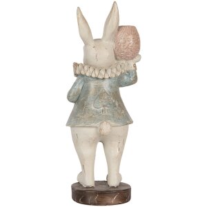 Clayre & Eef Dekoratívny králik vo vidieckom štýle béžovo modrý 11x10x28 cm Polyresin