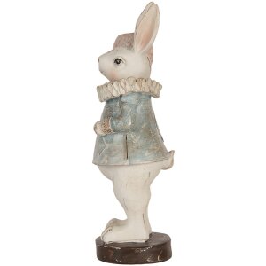 Clayre & Eef Dekoratívny králik vo vidieckom štýle béžovo modrý 11x10x28 cm Polyresin