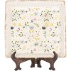 Clayre & Eef Dekoratívny tanier 22x22 cm Béžový vintage keramický kvetinový vzor