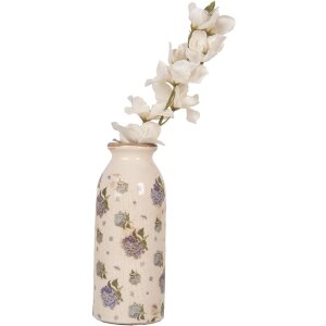 Clayre & Eef 6CE2023 Váza Antique Ceramic Vase Floral Beige Pink Ø 8x20 cm