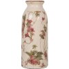 Clayre & Eef 6CE2027 Váza béžovo-ružová Kvetinový vzor Ø 8x20 cm Vintage keramika