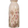 Clayre & Eef 6CE2029 Keramická váza béžová ružová zelená Ø8xH20cm Vintage dizajn