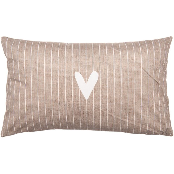 Clayre & Eef Obliečka na vankúš 30x50 cm Hnedá Biela Country štýl Polyester