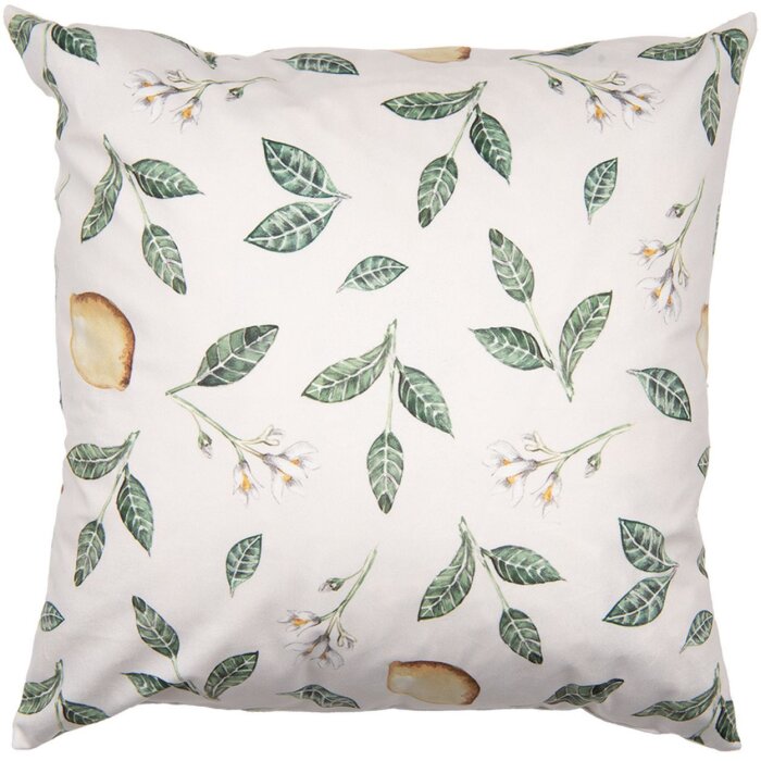 Clayre & Eef LEL22 Obliečka na vankúš 45x45 cm Béžový kvetinový vzor vo vidieckom štýle