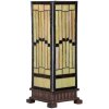 LumiLamp 5LL-6358 Tiffany stolová lampa béžová hnedá 17x17x44cm E27 sklo polyresin