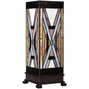 LumiLamp 5LL-6359 Tiffany stolová lampa hnedá béžová 17x17x44 cm E27 40W