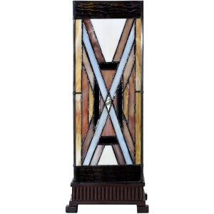 LumiLamp 5LL-6359 Tiffany stolová lampa hnedá béžová 17x17x44 cm E27 40W