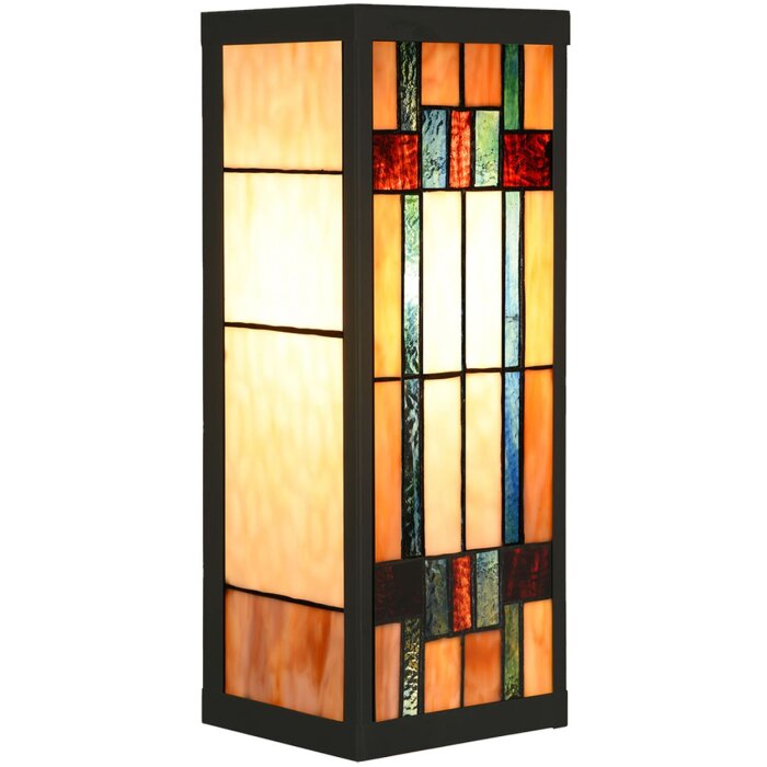 LumiLamp 5LL-6362 Tiffany nástenné svietidlo béžovo hnedé 14x16x40cm E27 sklo kov