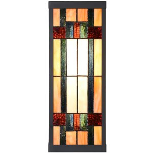 LumiLamp 5LL-6362 Tiffany nástenné svietidlo béžovo hnedé 14x16x40cm E27 sklo kov