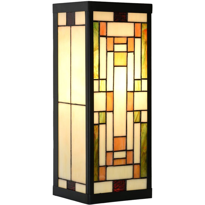 LumiLamp 5LL-6363 Tiffany nástenné svietidlo béžovo zelené 14x16x40cm E27 sklo kov