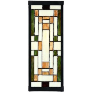 LumiLamp 5LL-6363 Tiffany nástenné svietidlo béžovo zelené 14x16x40cm E27 sklo kov