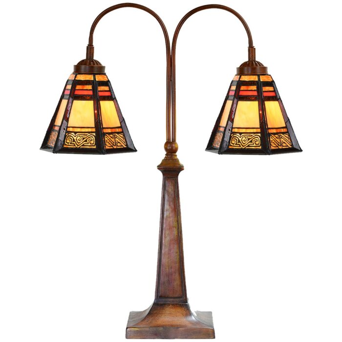 LumiLamp 5LL-6366 Tiffany stolová lampa z hnedého skla 48x19x64 cm E27