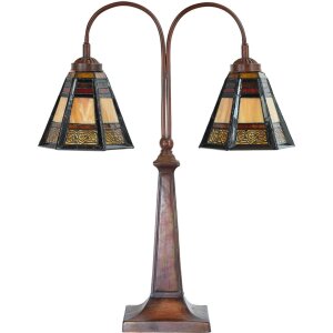 LumiLamp 5LL-6366 Tiffany stolová lampa z hnedého skla 48x19x64 cm E27