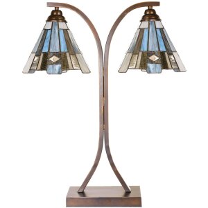 LumiLamp 5LL-6368 Tiffany stolová lampa hnedo...