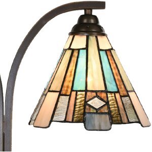 LumiLamp 5LL-6368 Tiffany stolová lampa hnedo modrá 48x19x57cm E27 2x60W