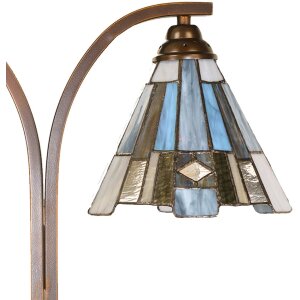 LumiLamp 5LL-6368 Tiffany stolová lampa hnedo modrá 48x19x57cm E27 2x60W