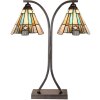 LumiLamp 5LL-6368 Tiffany stolová lampa hnedo modrá 48x19x57cm E27 2x60W