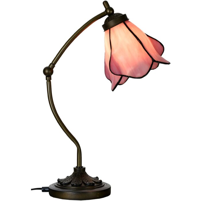 LumiLamp 5LL-6369 Tiffany stolová lampa ružovo-hnedá 26x19x50cm E14