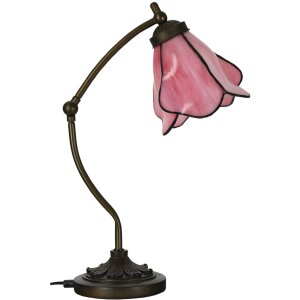 LumiLamp 5LL-6369 Tiffany stolová lampa ružovo-hnedá 26x19x50cm E14