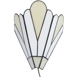 LumiLamp 5LL-6365 Tiffany nástenná lampa biela béžová 20x10x29cm E14 sklo kov