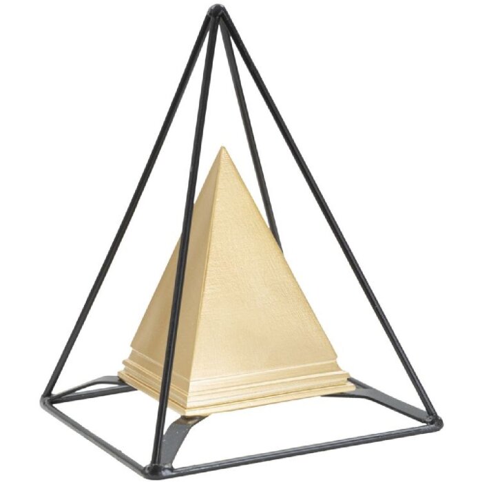 Mauro Ferretti socha pyramída s kovovým rámom 15x15x21 cm zlato-čierna