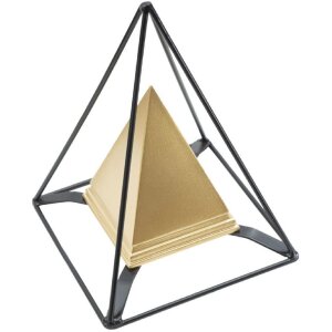 Mauro Ferretti socha pyramída s kovovým rámom 15x15x21 cm zlato-čierna