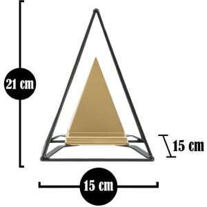 Mauro Ferretti socha pyramída s kovovým rámom 15x15x21 cm zlato-čierna