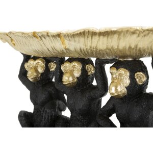 Mauro Ferretti dekoratívna figúrka opica trio s listovou miskou 43x15,7x20 cm čierna zlatá