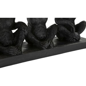 Mauro Ferretti dekoratívna figúrka opica trio s listovou miskou 43x15,7x20 cm čierna zlatá