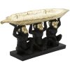 Mauro Ferretti dekoratívna figúrka opica trio s listovou miskou 43x15,7x20 cm čierna zlatá