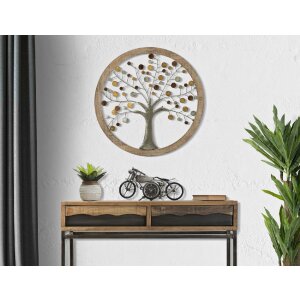 Mauro Ferretti nástenný panel strom života Ø61x1,8 cm zlatý prírodný