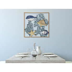 Mauro Ferretti nástenný panel ryba 50,2x3,8x50,2 cm modrá zlatá