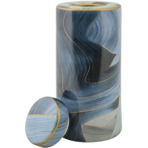 Mauro Ferretti Váza Elegant Ø 15x34 cm modro zlatá s vekom