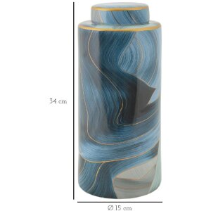 Mauro Ferretti Váza Elegant Ø 15x34 cm modro zlatá s vekom