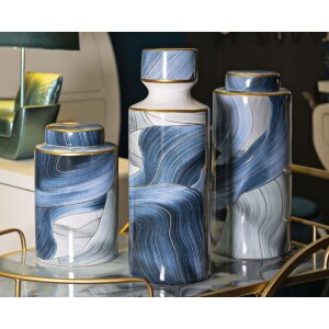 Mauro Ferretti Váza Elegant Ø 15x24 cm modro zlatá s vekom