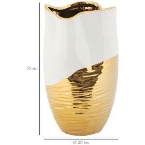 Mauro Ferretti Váza Lux Ø 20x35 cm biele zlato