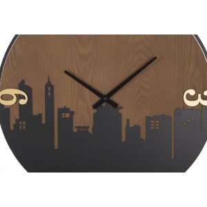 Nástenné hodiny Mauro Ferretti city Ø 60x2 cm čierno-hnedé