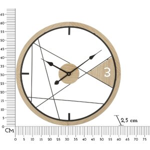 Nástenné hodiny Mauro Ferretti Geometrický dizajn Ø 60x2,5 cm hnedá čierna