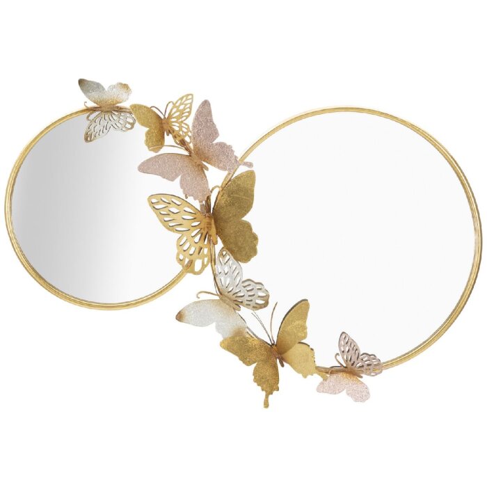 Mauro Ferretti nástenné zrkadlo Double Farfalle Rosa 81x3x52,5 cm zlatoružové