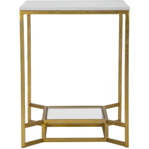 Príručný stolík Mauro Ferretti Double Marble 47x47x60 cm zlatý biely
