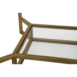 Príručný stolík Mauro Ferretti Double Marble 47x47x60 cm zlatý biely