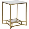 Príručný stolík Mauro Ferretti Double Marble 47x47x60 cm zlatý biely